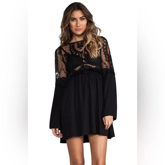For Love And Lemons | Dresses | For Love And Lemons Isabella Lace Dress  Black Size Extra Small | Poshmark